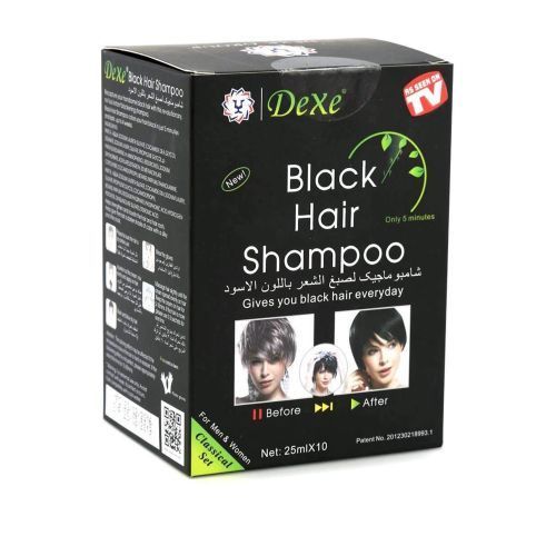 Dexe Box of Black Hair Shampoo Set -12ml, 10 Pcs