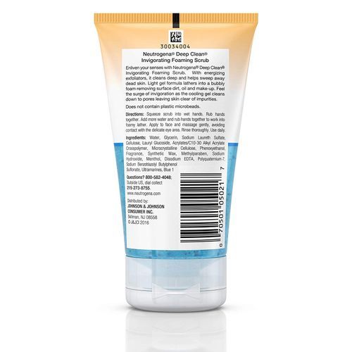 Neutrogena Deep Clean Invigorating Foaming Face Scrub And Exfoliating Face Wash, 124ml