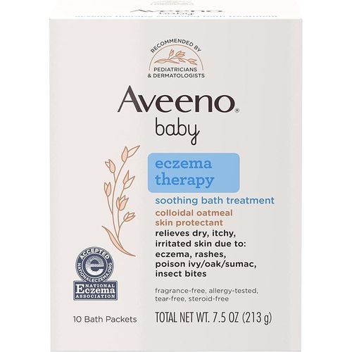 Aveeno Baby Baby Eczema Therapy Soothing Bath Treatment for Relief of Dry, Itchy & Irritated Skin, Made with Natural Colloidal Oatmeal, Fragrance-, Paraben-, Steroid- & Tear-Free,
