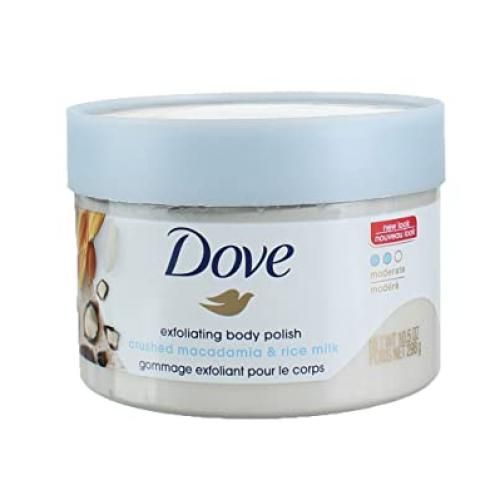 Dove Macadamia & Rice Milk Exfoliating Polish Body Scrub  10.5 Oz