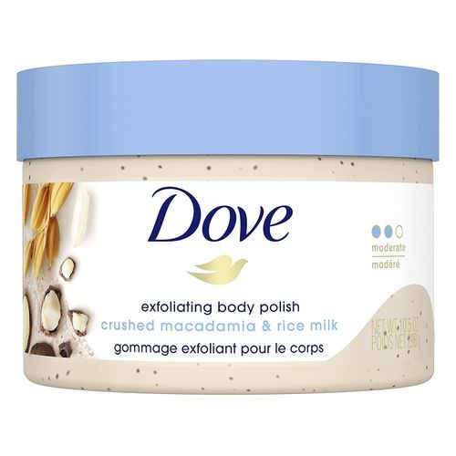 Dove Macadamia & Rice Milk Exfoliating Polish Body Scrub  10.5 Oz