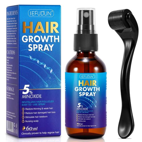 Kirkland Minoxidil 5% Hair Growth Oil Spray For Men, Nourishes The Scalp, Reduce Thinning & Hair Loss & Derma Roller