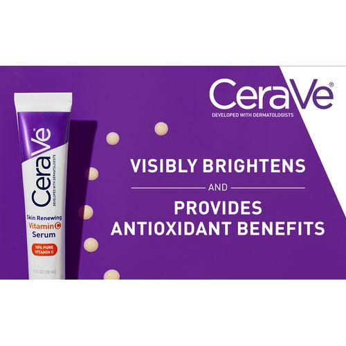Cerave Vitamin C Serum For Face With Hyaluronic Acid, Skin Brightening Serum, 1oz