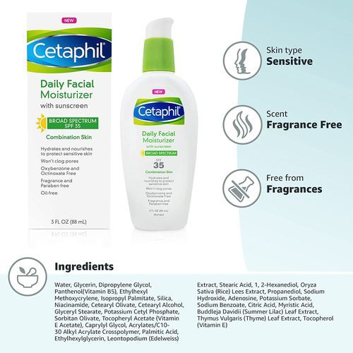 Cetaphil Facial Moisturizer With SPF 35, For Dry Or Oily Combination Sensitive Skin, 3oz