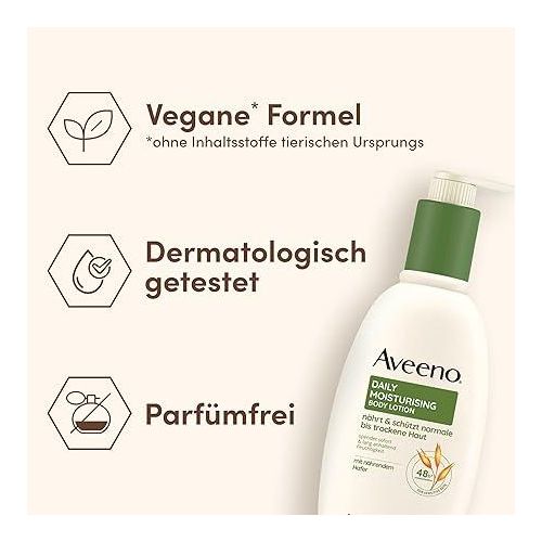 Aveeno Daily Moisturising Body Lotion Fragrance Free for Normal Sensitive and Dry Skin 300ml