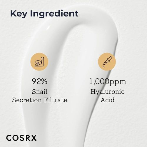 Cosrx Snail Mucin 92% Moisturizer 3.52oz/ 100g, Daily Repair Face Gel Cream for Dry, Sensitive Skin, Not Tested on Animals, No Parabens, No Sulfates, No Phthalates, Korean Skincare