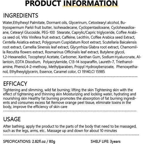 SlimFast Loss & Fat Burning Slimming Cream Hydrating And Moisturizing Slimming Cream for Creating S-Shaped