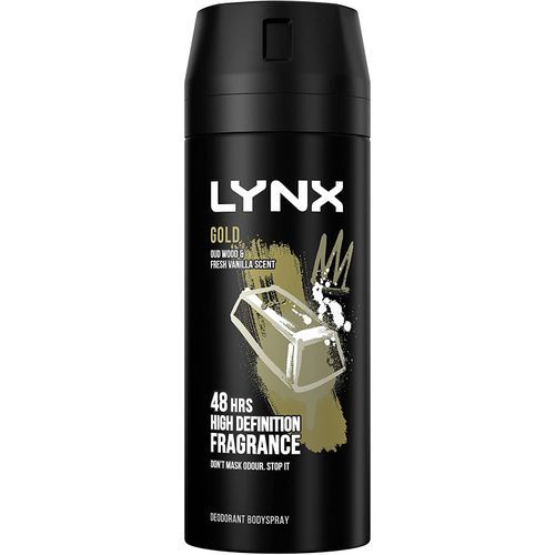 Lynx Gold 48Hr High Definition Fragrance With Oud Wood & Fresh Vanilla Deodorant, 150ml