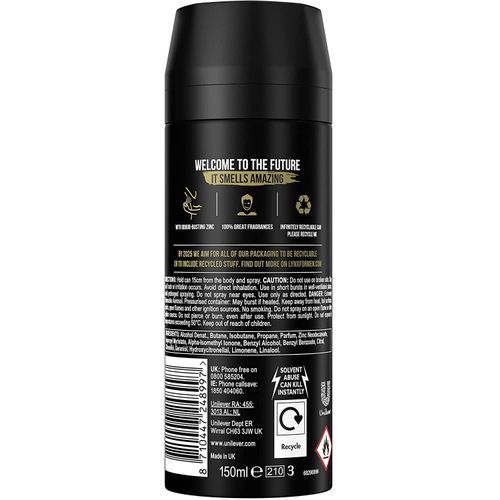 Lynx Gold 48Hr High Definition Fragrance With Oud Wood & Fresh Vanilla Deodorant, 150ml