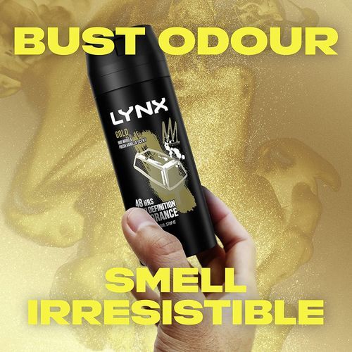 Lynx Gold 48Hr High Definition Fragrance With Oud Wood & Fresh Vanilla Deodorant, 150ml