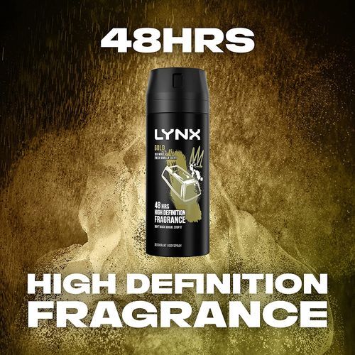 Lynx Gold 48Hr High Definition Fragrance With Oud Wood & Fresh Vanilla Deodorant, 150ml