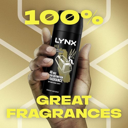 Lynx Gold 48Hr High Definition Fragrance With Oud Wood & Fresh Vanilla Deodorant, 150ml