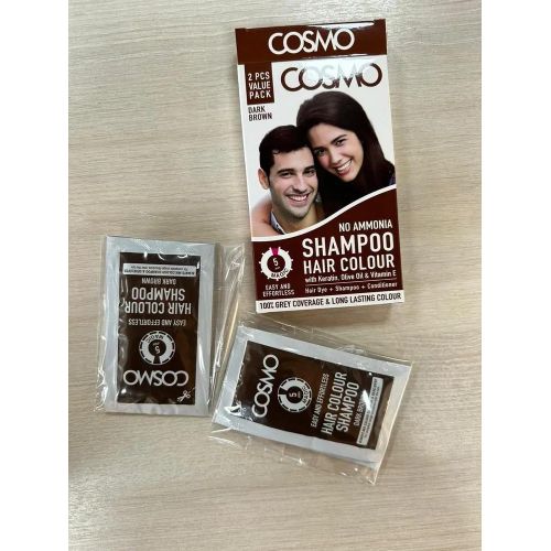 Cosmo 2 Pcs Value Pack Brown Hair Shampoo 50Ml-Brown