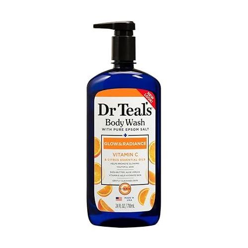Dr Teal'S Body Wash with Pure Epsom Salt, Glow & Radiance, Vitamin C & Citrus Essential Oils 710ml