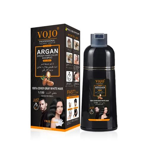 Vojo Black Hair Dye Shampoo for Gray Hair, 100% Grey Coverage, Herbal Ingredients
