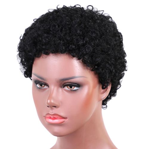 Non Lace Short Cut Pixie Human Wigs - Natural Black