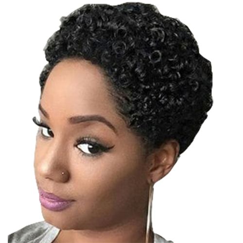 Non Lace Short Cut Pixie Human Wigs - Natural Black