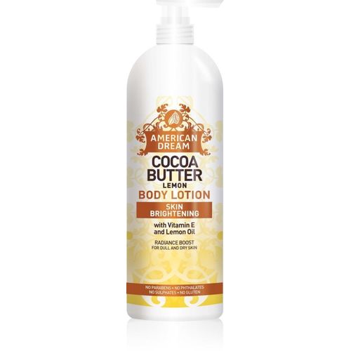 American Dream Lemon Cocoa Butter Body Lotion Skin Brightening With Vitamin E & Lemon Oil 750ml