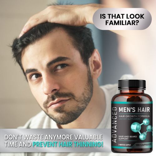 Biotin & Collagen Anti Hair Loss Pills. Regrow Hair & Beard Growth Supplement For Volumize, Thicker Hair