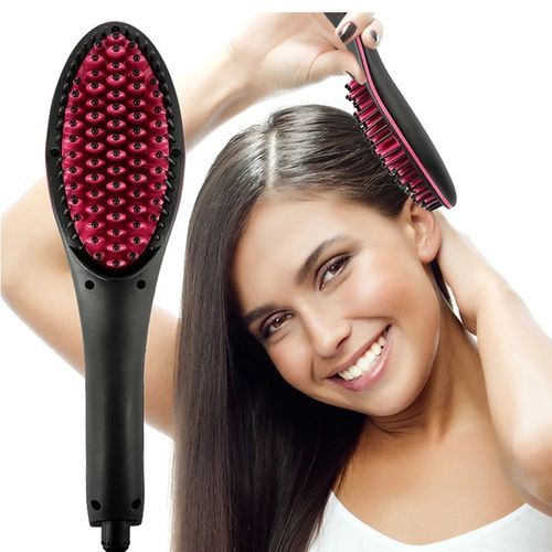 2 In 1 Electric Hair Straightening And Curling Iron-Black Pink