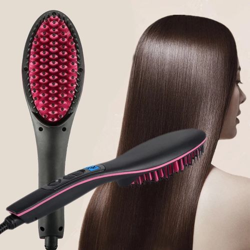 2 In 1 Electric Hair Straightening And Curling Iron-Black Pink