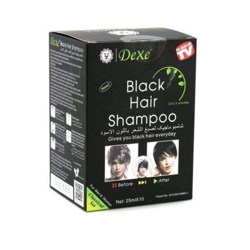 Dexe 10pcs Box of Black Hair Shampoo - 25ml