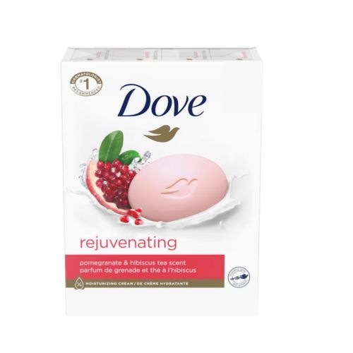 Dove Rejuvenating Beauty Bar For Gentle Soft Skin Care Pomegranate & Hibiscus Tea Scent More Moisturizing Than Bar Soap 106 G