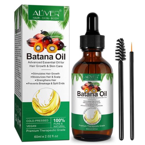 Aliver 100% Pure & Natural Batana Oil for Healthier Thicker Fuller Hair,Repairs Damaged Hair & Skin For Men & Women 60ml