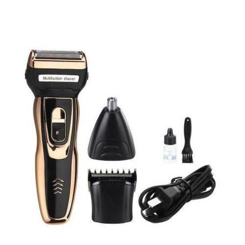3 In 1 Rechargeable Hair Clipper+ Smoother + Nose Hair Trimmer Grooming Kit - Black