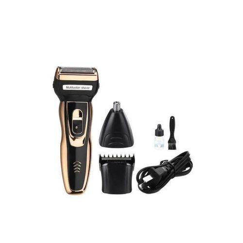 3 In 1 Rechargeable Hair Clipper+ Smoother + Nose Hair Trimmer Grooming Kit - Black