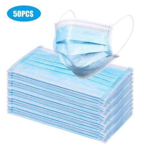 50Pcs Of High Protective Disposable surgical Face Masks - blue