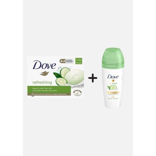 Dove Dove Soap Cucumber/Fresh Touch 135G (Dove Roll on Cucumber 50ml ) 2 pcs