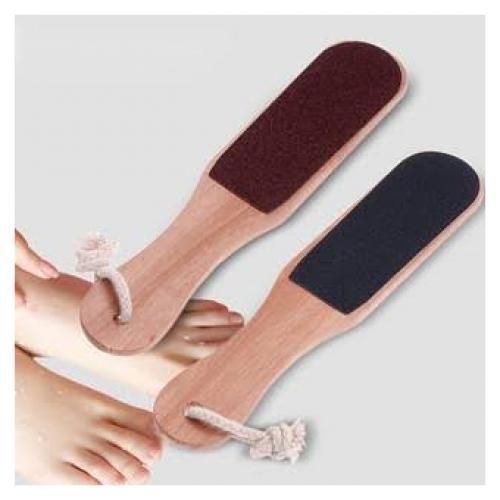 2 Sided Dead Skin Remover Foot File/Scrubber With Wooden Handle - Brown
