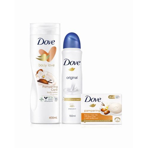 Dove Dove Body Lotion Restoring /Coconut 400ml(Soap Original 135ml and Spray Eventone Sensitive 150ml) 3pcs