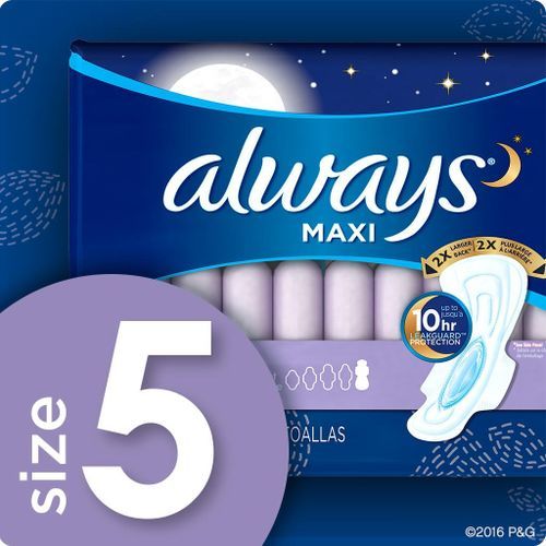 Always Maxi Extra Heavy Overnight Pads With Wings, Size 5 – 27 pieces (US)