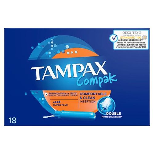 Tampax Pearl Compak Tampons, Super Plus With Applicator, 18 Tampons
