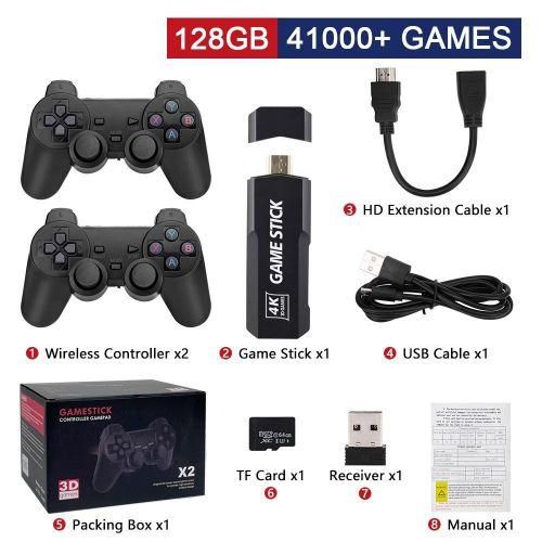 GD10 home game console wireless 2.4G highdefinition HDMI cable X2 game console twoplayer battle with multiple simulators GD10:128G 41,000 games English version