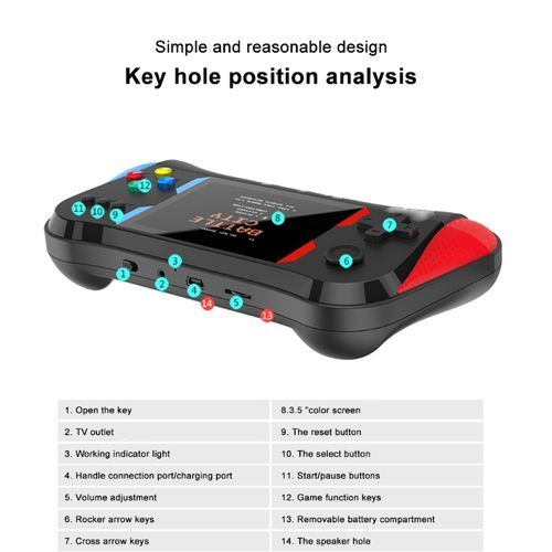 Portable Video Game Console, 3.5 Inches, HD, With 500 Games