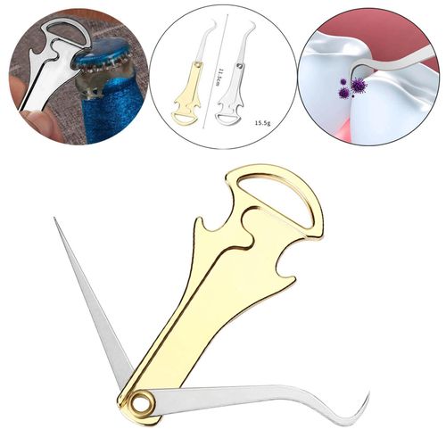 2 Portable Picks, With Bottle Opener Keychain Tool  Gold