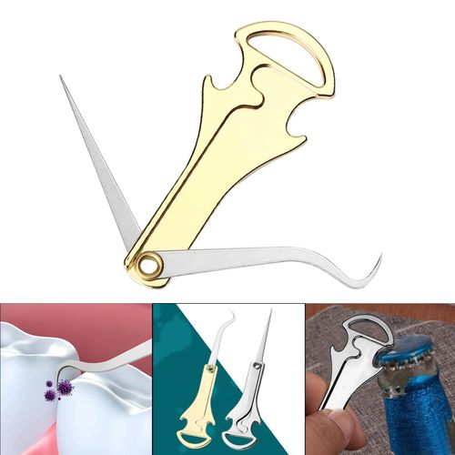 2 Portable Picks, With Bottle Opener Keychain Tool  Gold