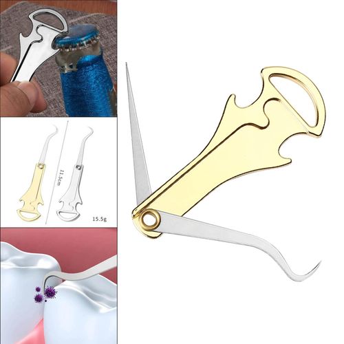 2 Portable Picks, With Bottle Opener Keychain Tool  Gold