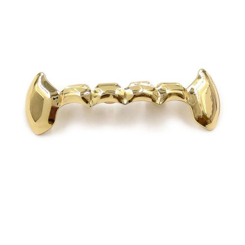 Hip Hop Vampire Fangs Grill Gold Plated Top & Bottom Mouth Teeth Caps,Gold NO5114