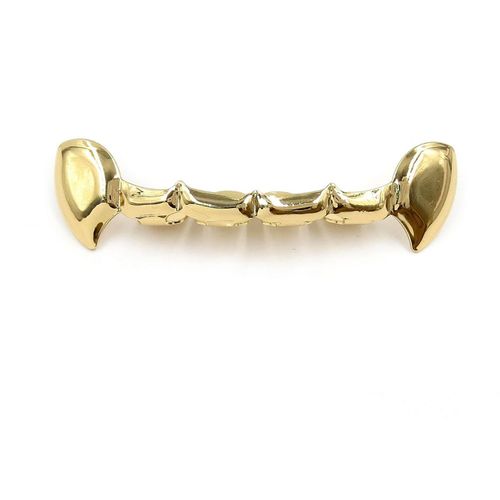 Hip Hop Vampire Fangs Grill Gold Plated Top & Bottom Mouth Teeth Caps,Gold NO5114