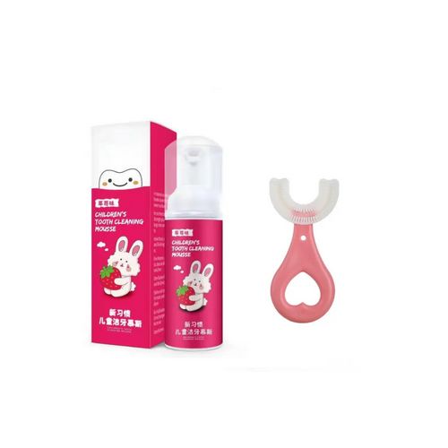 BUY 1 TAKE 1 BAIMEISI Kids Mousse Foam Toothpaste Baby Toothbrush U-Shape Toothbrush Set Teeth Cleaning