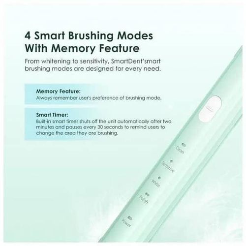 Oraimo SmartDent Electric Toothbrush OPC-ET1 Powerful Sonic Motor Toothbrush Holder Included Â Two Free Replacement Brush Heads- Green