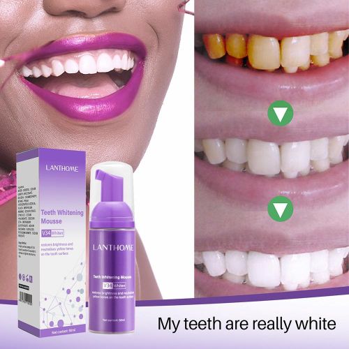 Lanthome 50ml Teeth Cleaning Whitening Mousse Deep Cigarette Stains Repair Bright Neutralizes Yellow Tones Plaques Fresh Breath