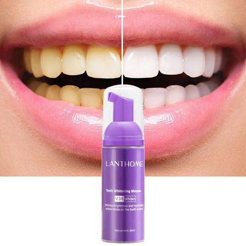 Lanthome 50ml Teeth Cleaning Whitening Mousse Deep Cigarette Stains Repair Bright Neutralizes Yellow Tones Plaques Fresh Breath