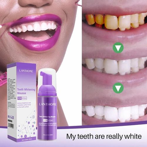 Lanthome 50ml Teeth Cleaning Whitening Mousse Deep Cigarette Stains Repair Bright Neutralizes Yellow Tones Plaques Fresh Breath