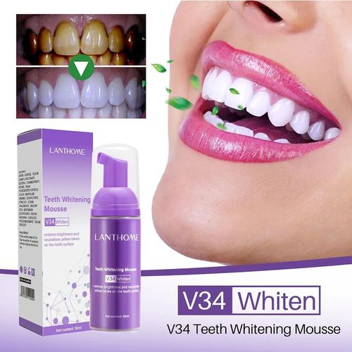 Lanthome 50ml Teeth Cleaning Whitening Mousse Deep Cigarette Stains Repair Bright Neutralizes Yellow Tones Plaques Fresh Breath