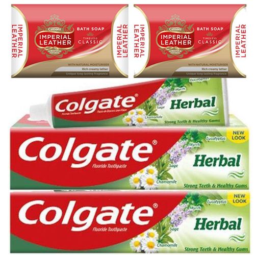 Colgate 6 IN 1 Herbal Toothpaste 70g And Imperial Leather Classic Bath Soap- 175g